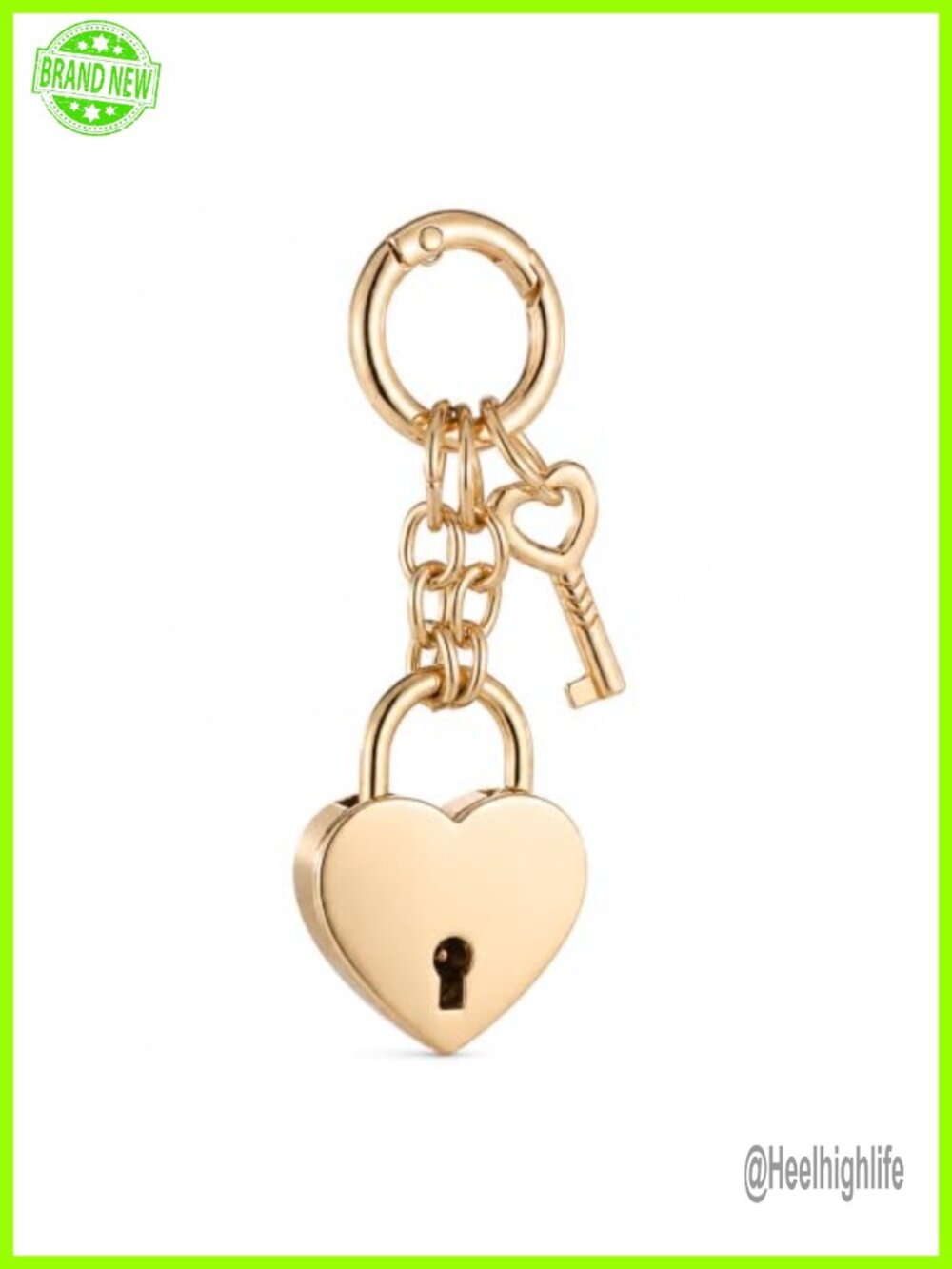 Gold Heart Padlock Handbag Charm - Keychain Accessory for Women